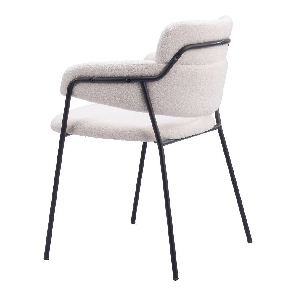 Silla Comercial para Restaurante - ZUO MARCEL - Crema - Asiento y Respaldo Tapizados en Tela Tipo Borrego - 109663 - Zuo - NOGAL BEAT - Silla Comercial Interior