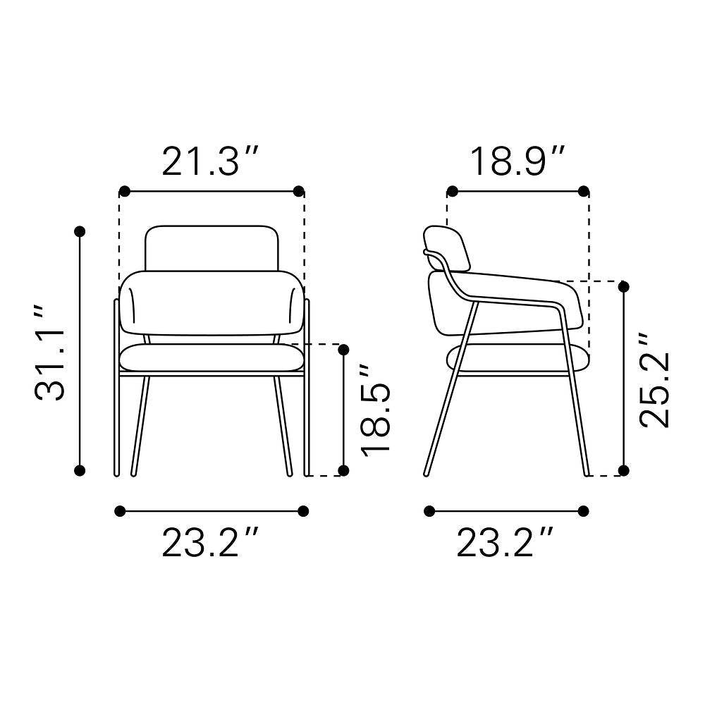 Silla Comercial para Restaurante - ZUO MARCEL - Crema - Asiento y Respaldo Tapizados en Tela Tipo Borrego - 109663 - Zuo - NOGAL BEAT - Silla Comercial Interior