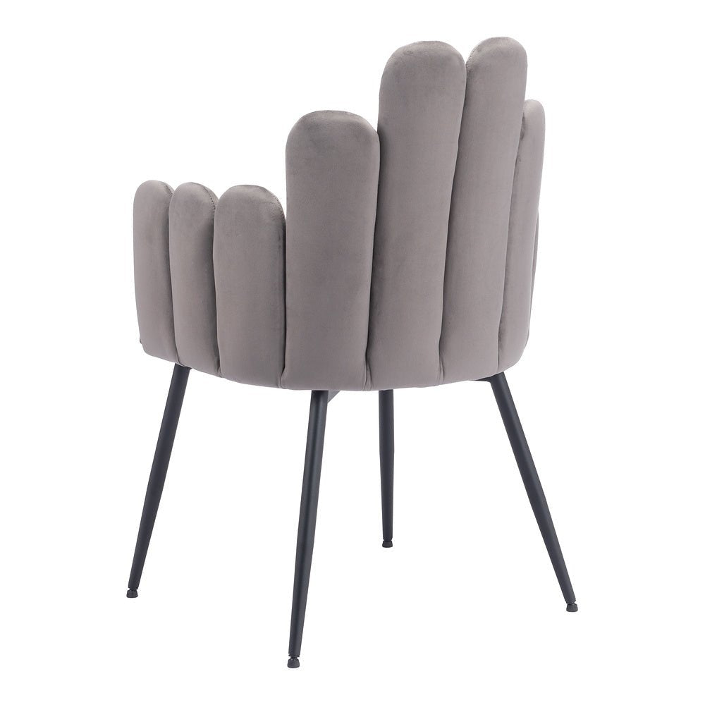 Silla Comercial para Restaurante - ZUO NOOSA - Gris - Asiento y Respaldo Tapizados en Tela Tipo Terciopelo - 109655 - Zuo - NOGAL BEAT - Silla Comercial Interior