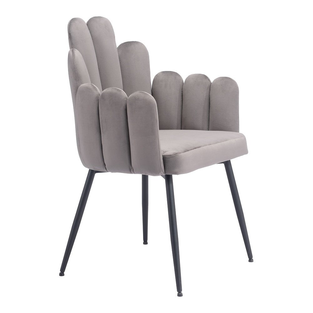 Silla Comercial para Restaurante - ZUO NOOSA - Gris - Asiento y Respaldo Tapizados en Tela Tipo Terciopelo - 109655 - Zuo - NOGAL BEAT - Silla Comercial Interior