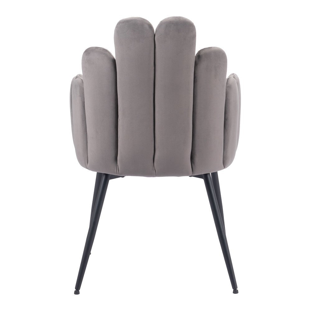 Silla Comercial para Restaurante - ZUO NOOSA - Gris - Asiento y Respaldo Tapizados en Tela Tipo Terciopelo - 109655 - Zuo - NOGAL BEAT - Silla Comercial Interior
