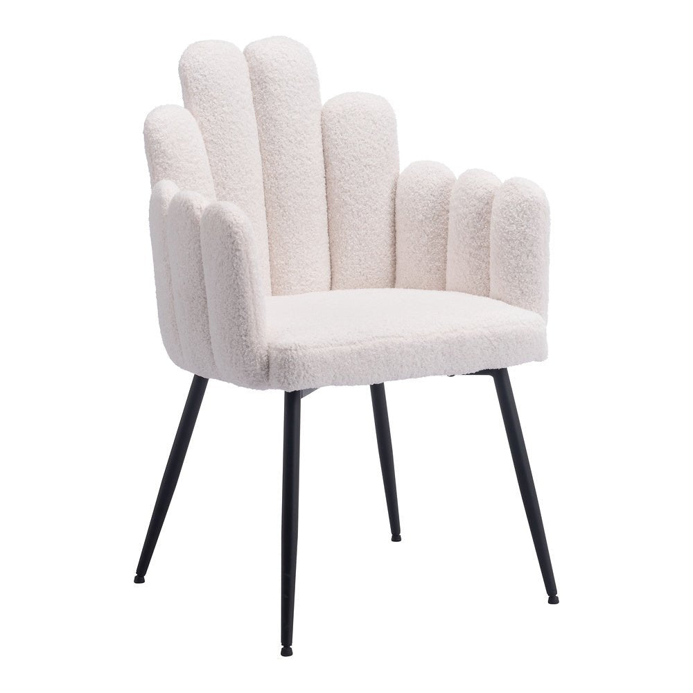 Silla Comercial para Restaurante - ZUO NOOSA - Marfil - Asiento y Respaldo Tapizados en Tela Tipo Borrego - 109657 - Zuo - NOGAL BEAT - Silla Comercial Interior
