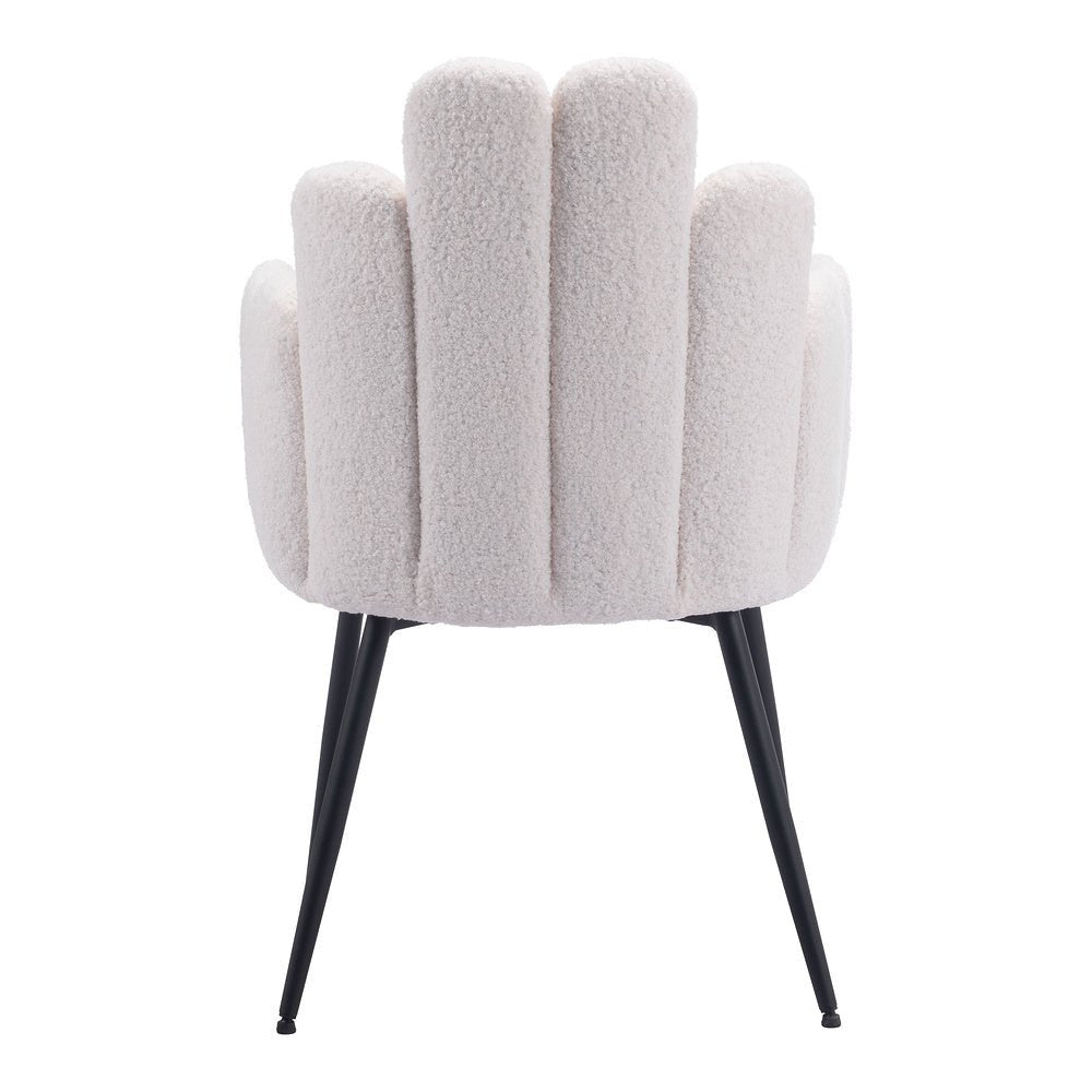 Silla Comercial para Restaurante - ZUO NOOSA - Marfil - Asiento y Respaldo Tapizados en Tela Tipo Borrego - 109657 - Zuo - NOGAL BEAT - Silla Comercial Interior