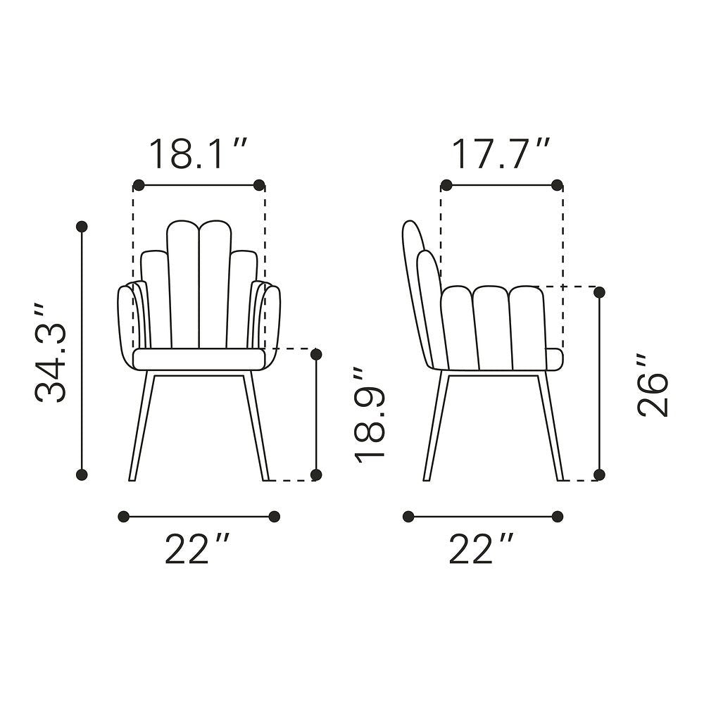 Silla Comercial para Restaurante - ZUO NOOSA - Marfil - Asiento y Respaldo Tapizados en Tela Tipo Borrego - 109657 - Zuo - NOGAL BEAT - Silla Comercial Interior
