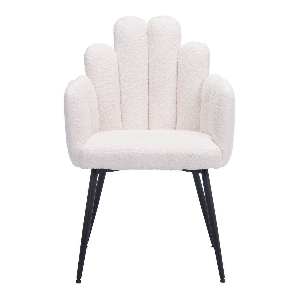 Silla Comercial para Restaurante - ZUO NOOSA - Marfil - Asiento y Respaldo Tapizados en Tela Tipo Borrego - 109657 - Zuo - NOGAL BEAT - Silla Comercial Interior