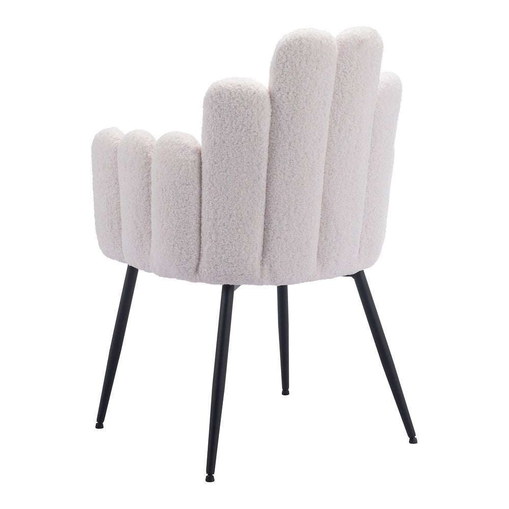 Silla Comercial para Restaurante - ZUO NOOSA - Marfil - Asiento y Respaldo Tapizados en Tela Tipo Borrego - 109657 - Zuo - NOGAL BEAT - Silla Comercial Interior