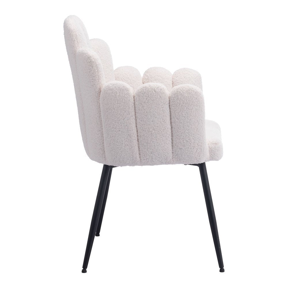 Silla Comercial para Restaurante - ZUO NOOSA - Marfil - Asiento y Respaldo Tapizados en Tela Tipo Borrego - 109657 - Zuo - NOGAL BEAT - Silla Comercial Interior