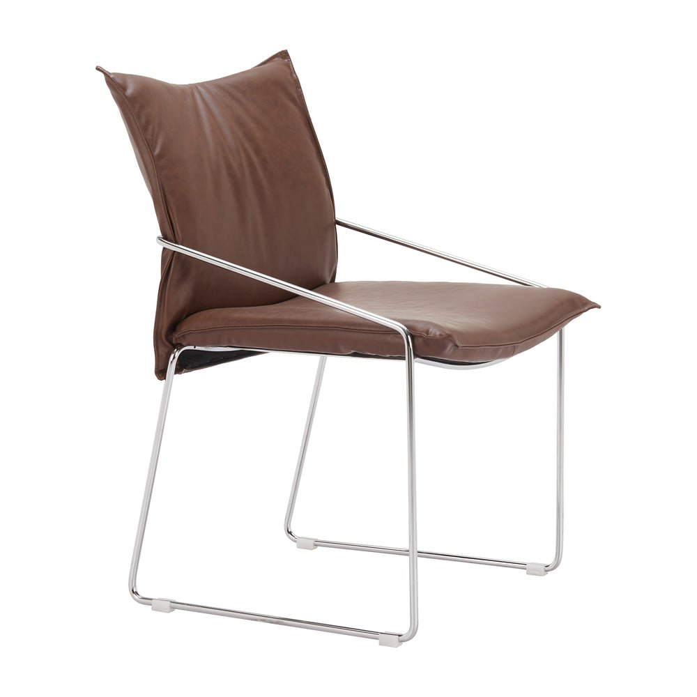 Silla Comercial para Restaurante - ZUO POLA - Café - Asiento y Respaldo Tapizados en Piel Sintética - 110870 - Zuo - NOGAL BEAT - Silla Comercial Interior
