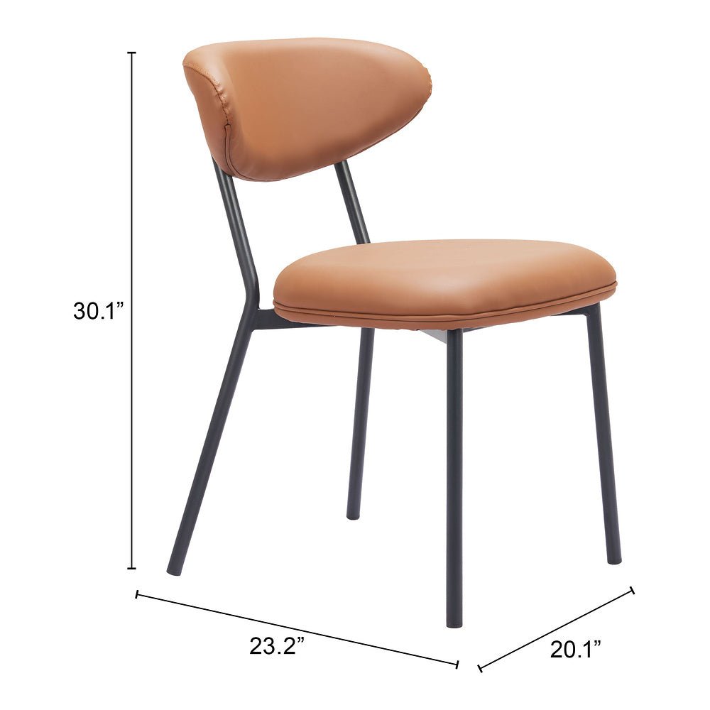 Silla Comercial para Salón de Eventos - ZUO RORUN - Café - Asiento y Respaldo Tapizados en Piel Sintética - 110336 - Zuo - NOGAL BEAT - Silla Comercial Interior
