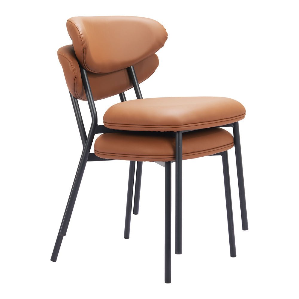 Silla Comercial para Salón de Eventos - ZUO RORUN - Café - Asiento y Respaldo Tapizados en Piel Sintética - 110336 - Zuo - NOGAL BEAT - Silla Comercial Interior