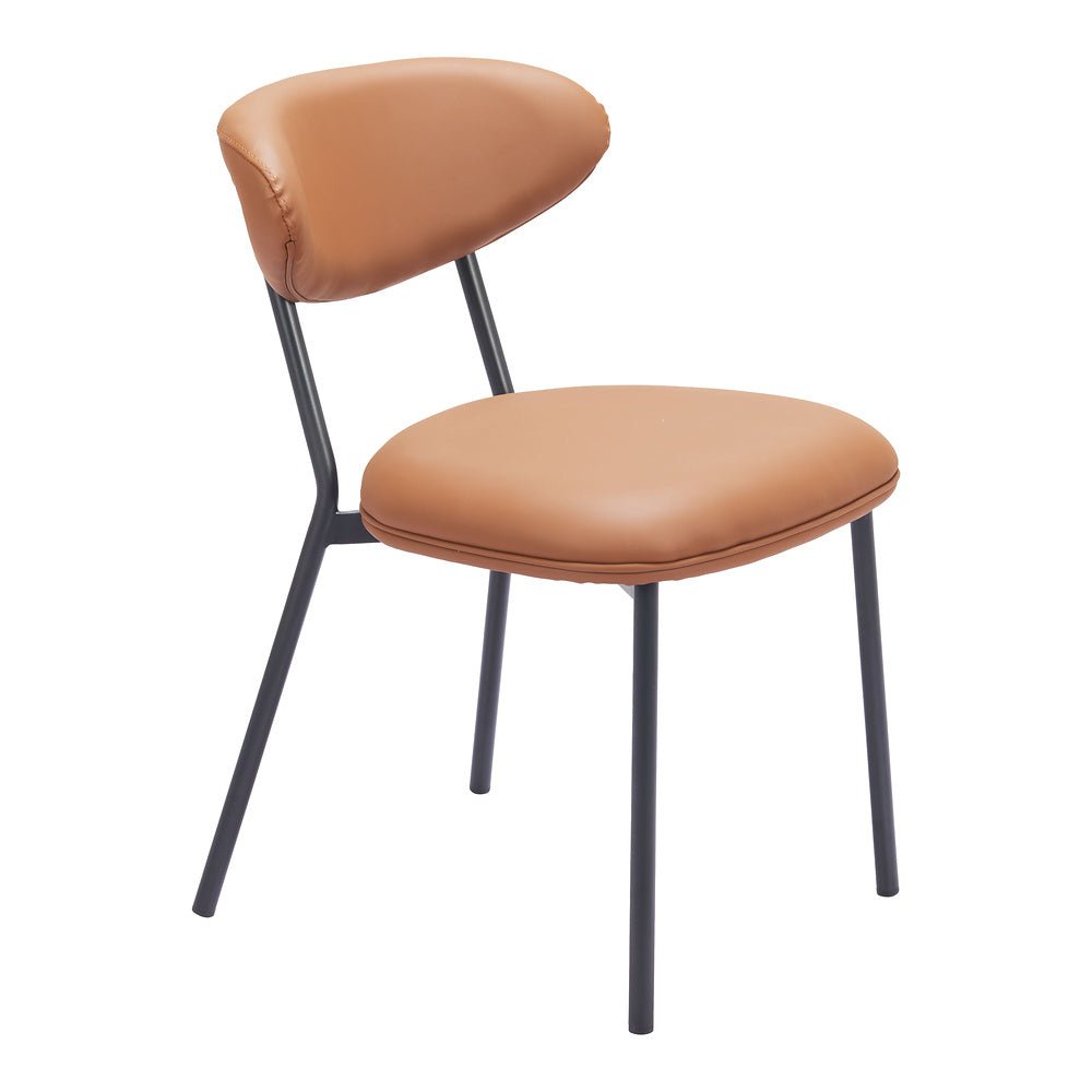 Silla Comercial para Salón de Eventos - ZUO RORUN - Café - Asiento y Respaldo Tapizados en Piel Sintética - 110336 - Zuo - NOGAL BEAT - Silla Comercial Interior