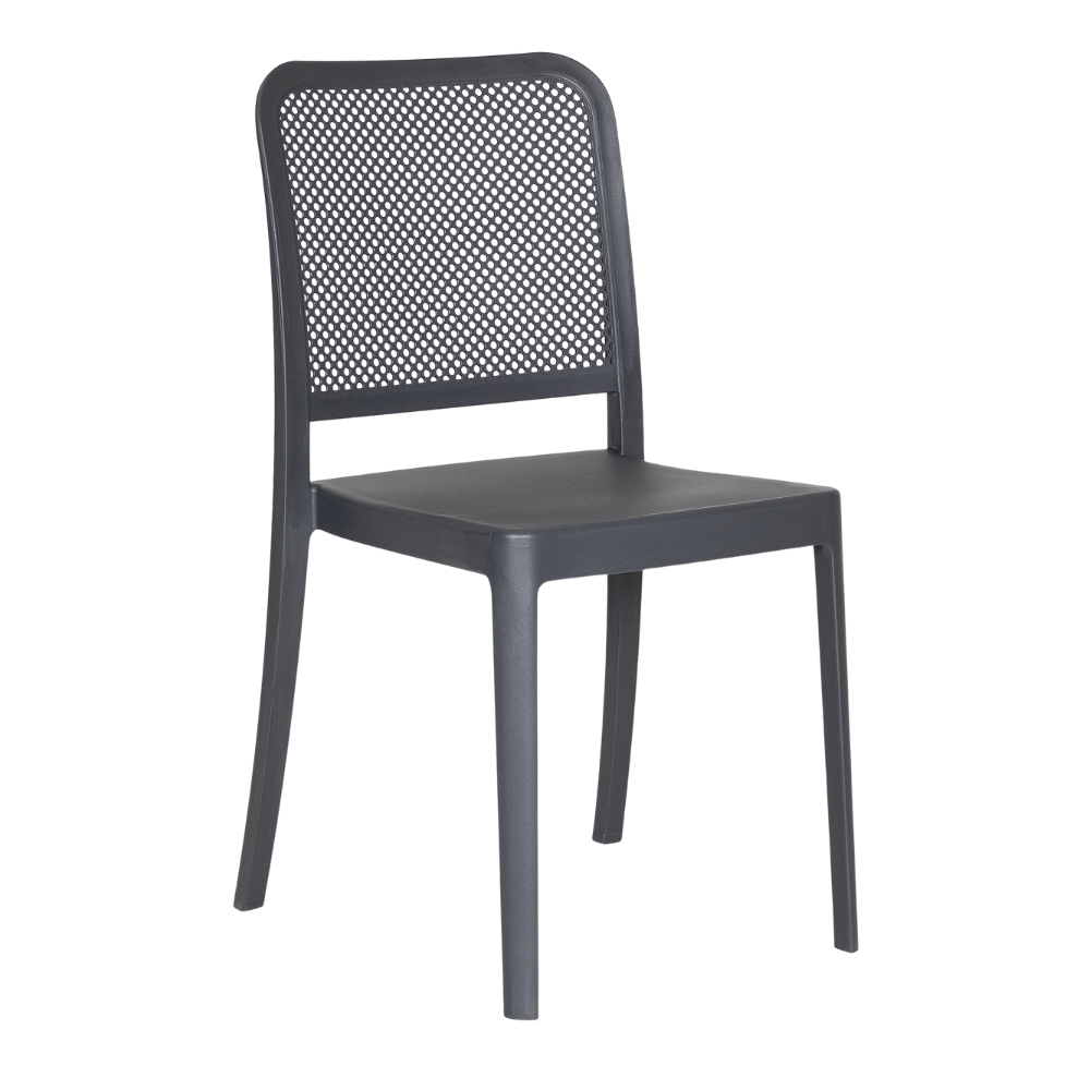 Silla comercial ALBAR AR-401A de polipropileno apilable para exterior con respaldo curvo