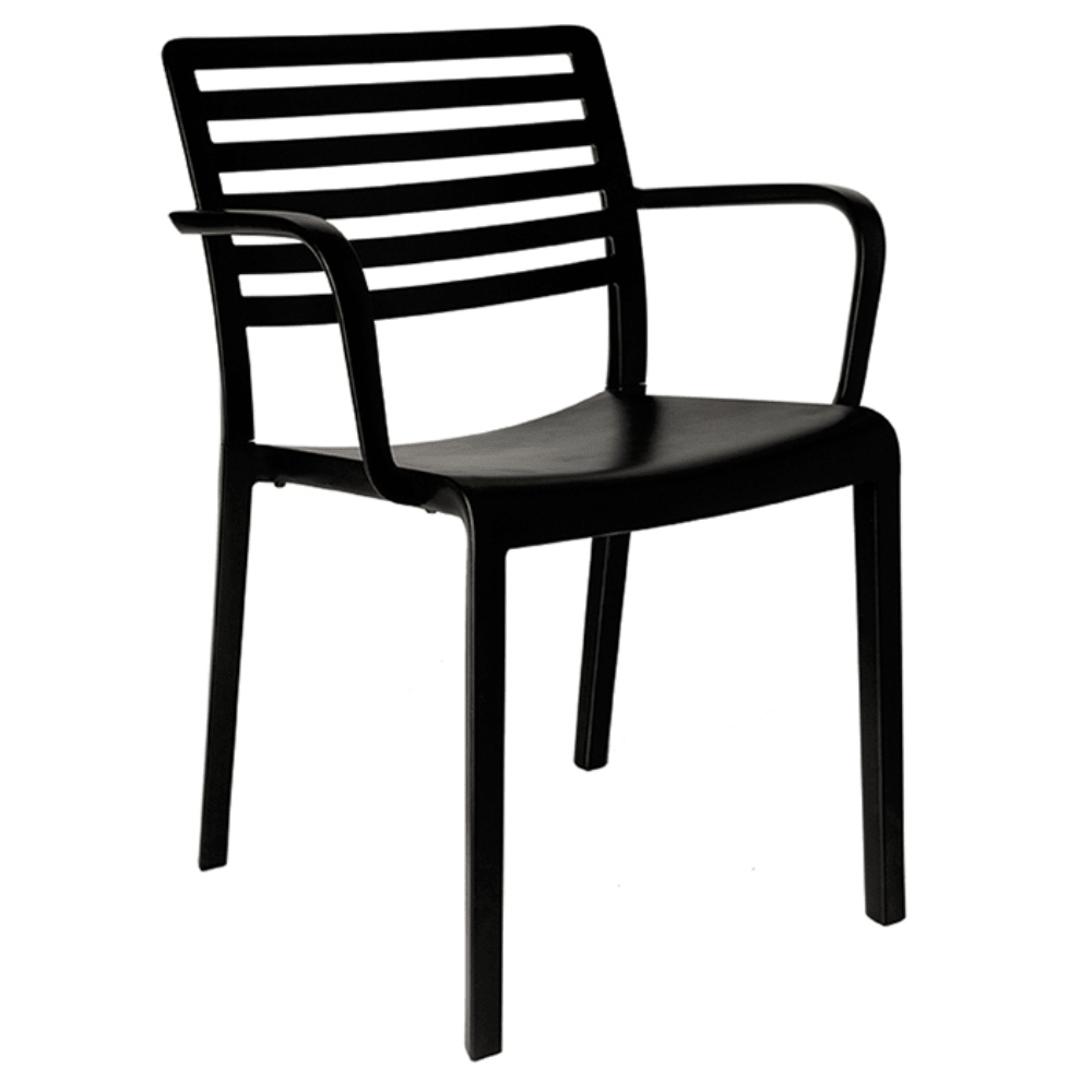 Silla comercial Resol Lama Armchair con brazos, de fibra de vidrio con polipropileno para terraza