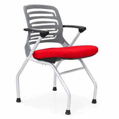 Silla de Capacitación para Aula - GEBESA IKA - Rojo - Apilable Fija con Asiento Abatible y Estructura Gris - GDY230BFTZ37 - GEBESA - NOGAL BEAT - Silla de Visita