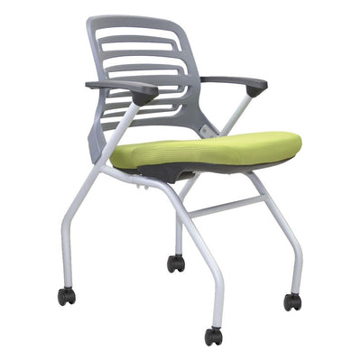Silla de Capacitación para Centro de Formación - GEBESA IKA - Verde - Apilable con Ruedas y Estructura Gris - GDY230BRTZ42 - GEBESA - NOGAL BEAT - Silla de Visita