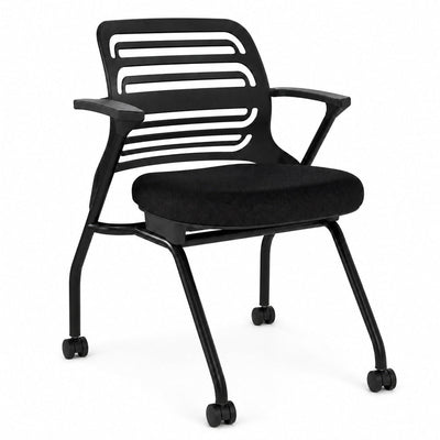 Silla de Capacitación para Oficina - GEBESA IKA - Negro - Apilable con Ruedas y Estructura Negra - GDY230NBRTZ00 - GEBESA - NOGAL BEAT - Silla de Visita