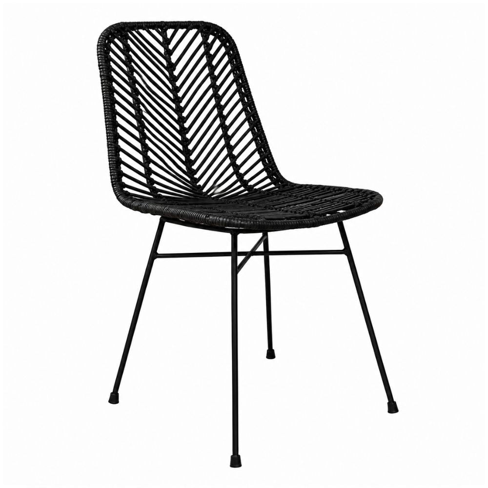 Silla de Interior para Áreas de Estar - NOGAL BEAT SIAM - Varios Colores - Hierro y Rattan - SILLA SIAM Negro - CAMCO - NOGAL BEAT - Silla Comercial Interior