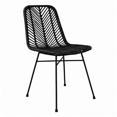 Silla de Interior para Áreas de Estar - NOGAL BEAT SIAM - Varios Colores - Hierro y Rattan - SILLA SIAM Negro - CAMCO - NOGAL BEAT - Silla Comercial Interior