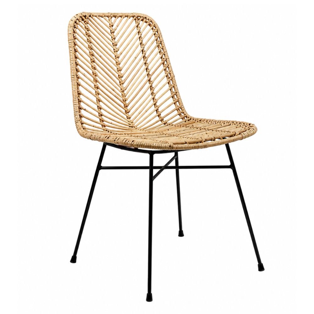 Silla de Interior para Áreas de Estar - NOGAL BEAT SIAM - Varios Colores - Hierro y Rattan - SILLA SIAM Natural - CAMCO - NOGAL BEAT - Silla Comercial Interior