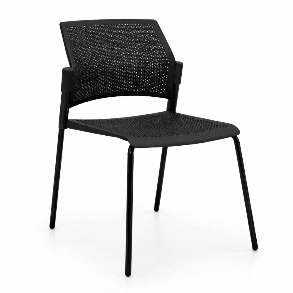 Silla de sala de espera Labenze Replay 106-00600 con respaldo multiperforado y patas tubulares negras