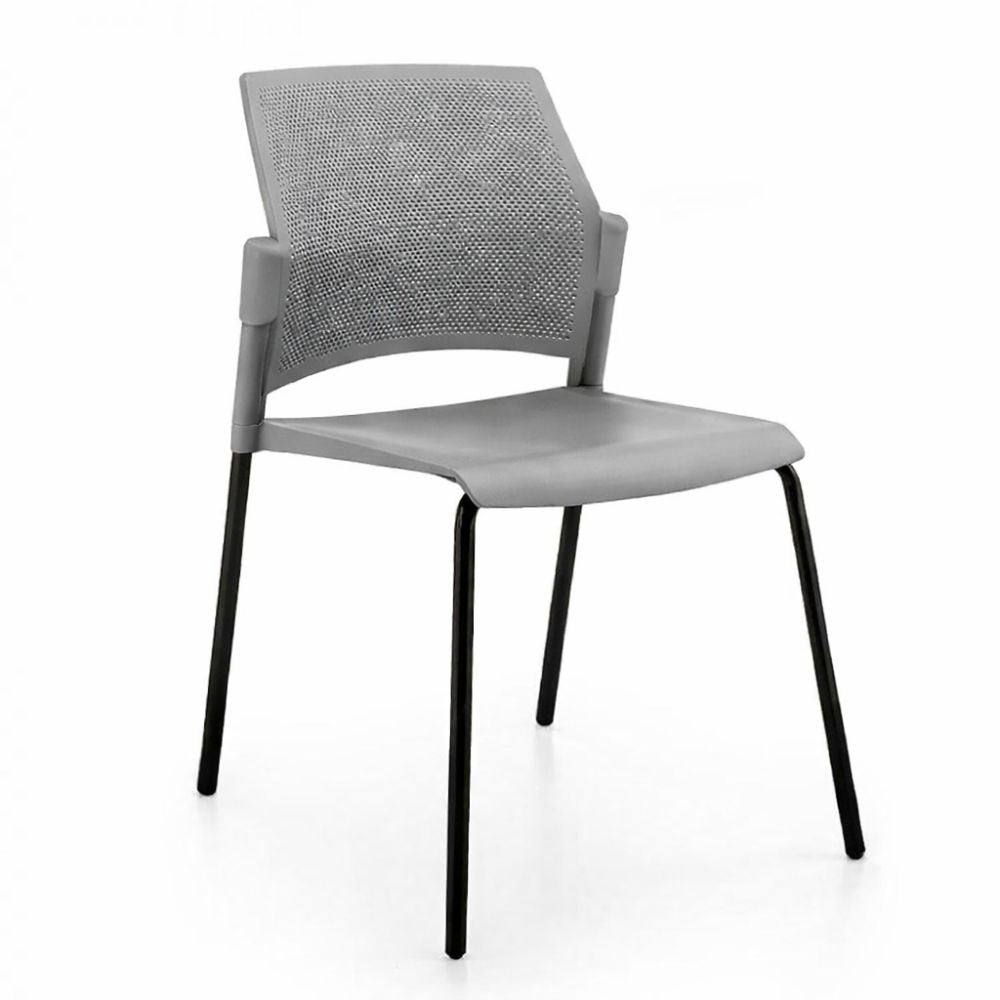 Silla de sala de espera Labenze Replay 106-00600 con respaldo multiperforado y patas tubulares negras