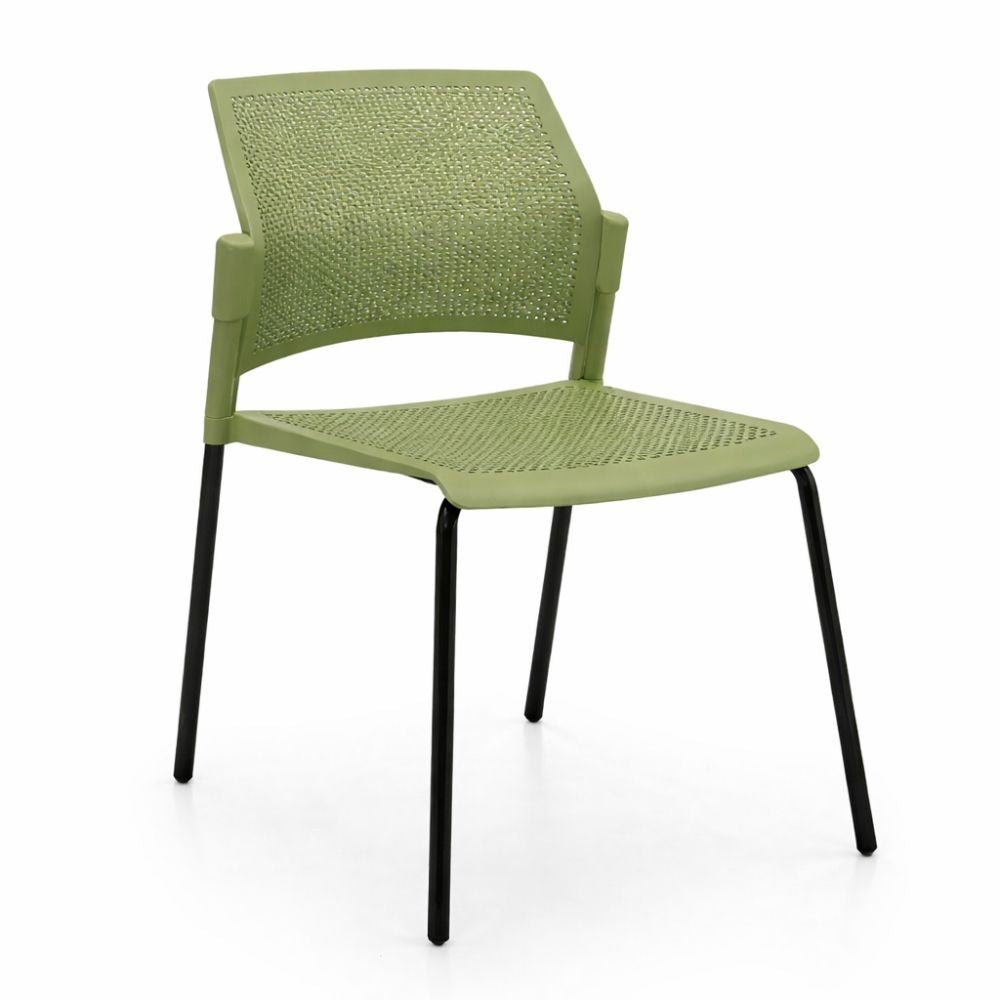 Silla de sala de espera Labenze Replay 106-00600 con respaldo multiperforado y patas tubulares negras