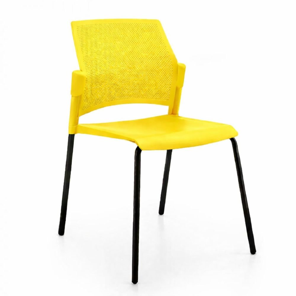 Silla de sala de espera Labenze Replay 106-00600 con respaldo multiperforado y patas tubulares negras
