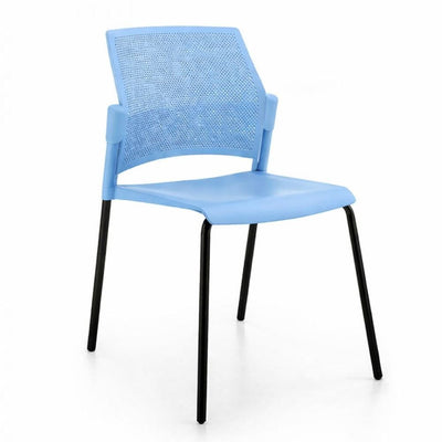 Silla de sala de espera Labenze Replay 106-00600 con respaldo multiperforado y patas tubulares negras