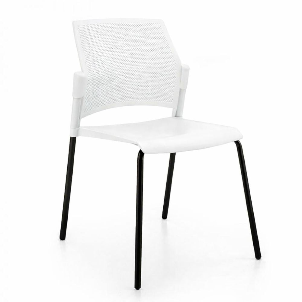 Silla de sala de espera Labenze Replay 106-00600 con respaldo multiperforado y patas tubulares negras