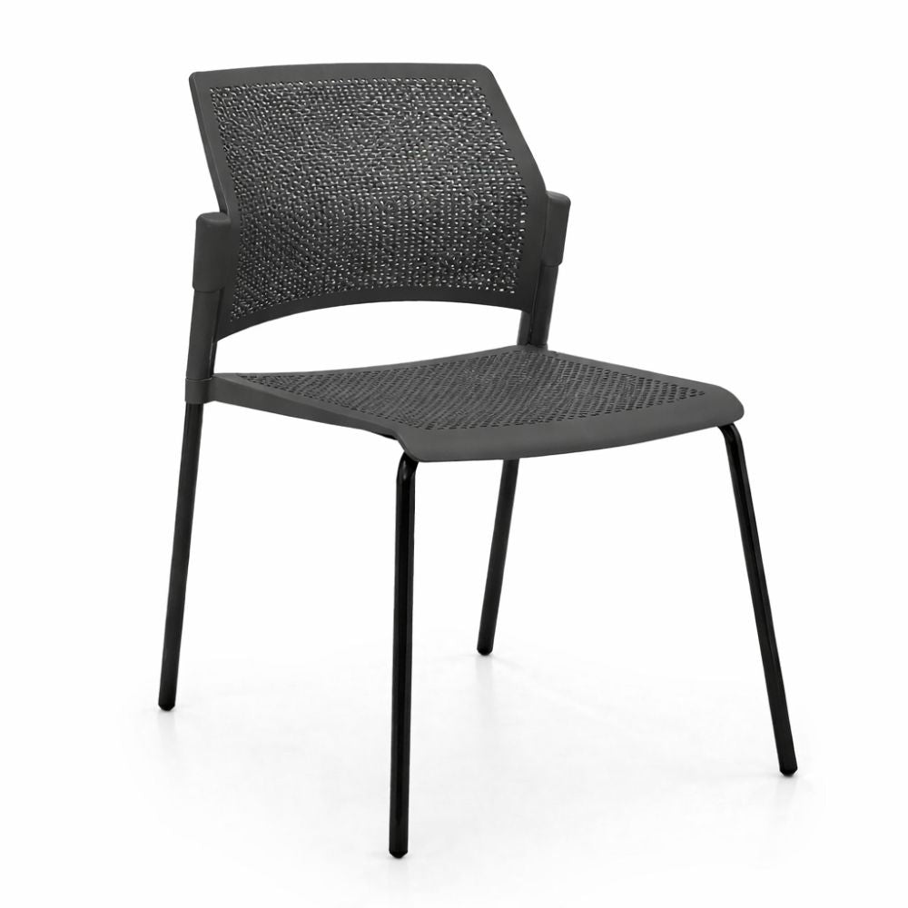 Silla de sala de espera Labenze Replay 106-00600 con respaldo multiperforado y patas tubulares negras