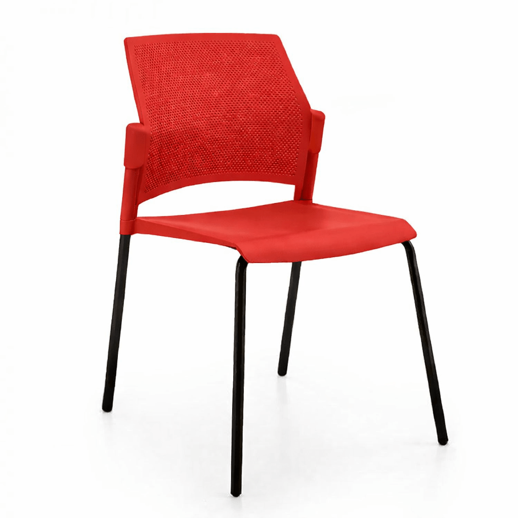 Silla de sala de espera Labenze Replay 106-00600 con respaldo multiperforado y patas tubulares negras