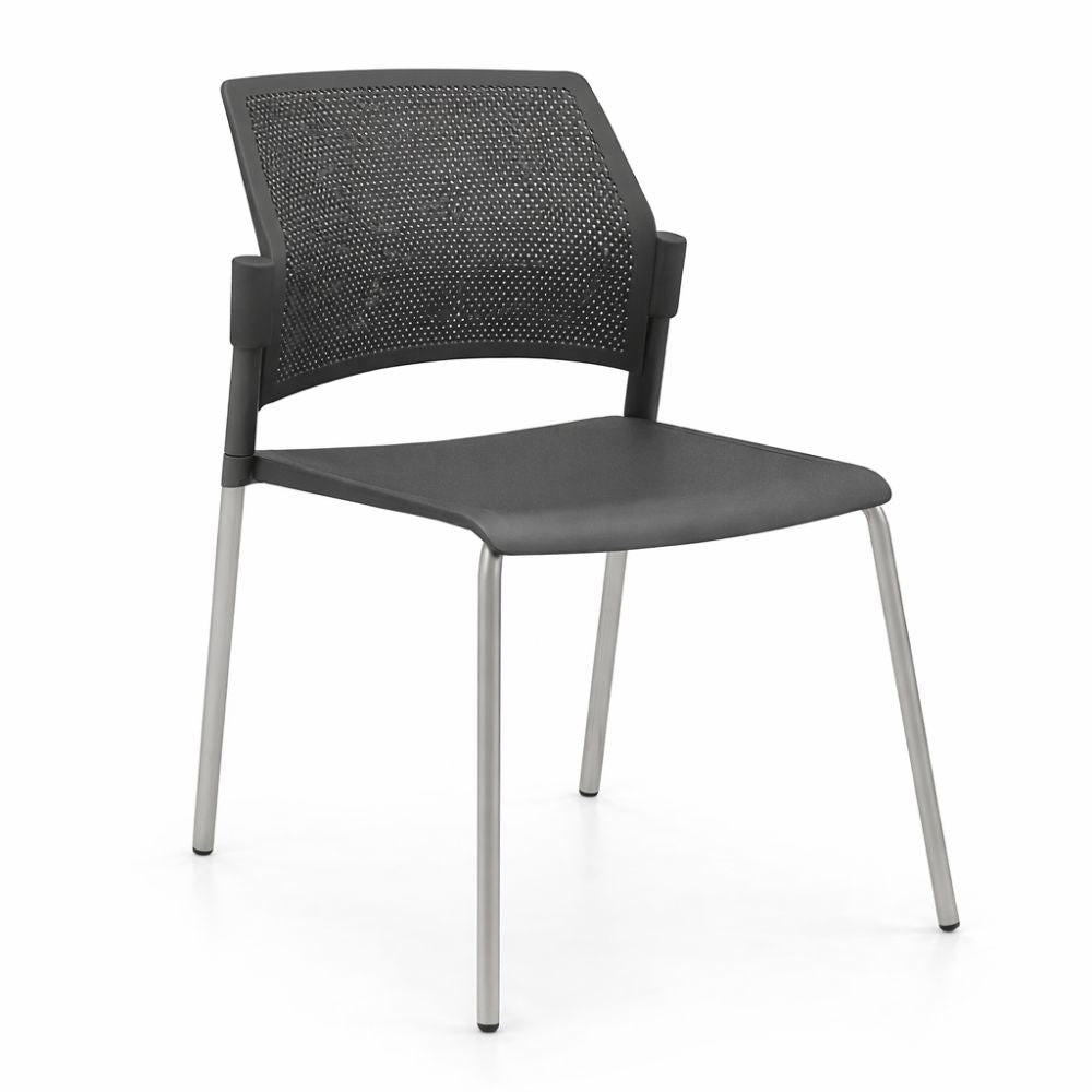 Silla de sala de espera LABENZE REPLAY 106-00610 con respaldo multiperforado y patas tubulares grises