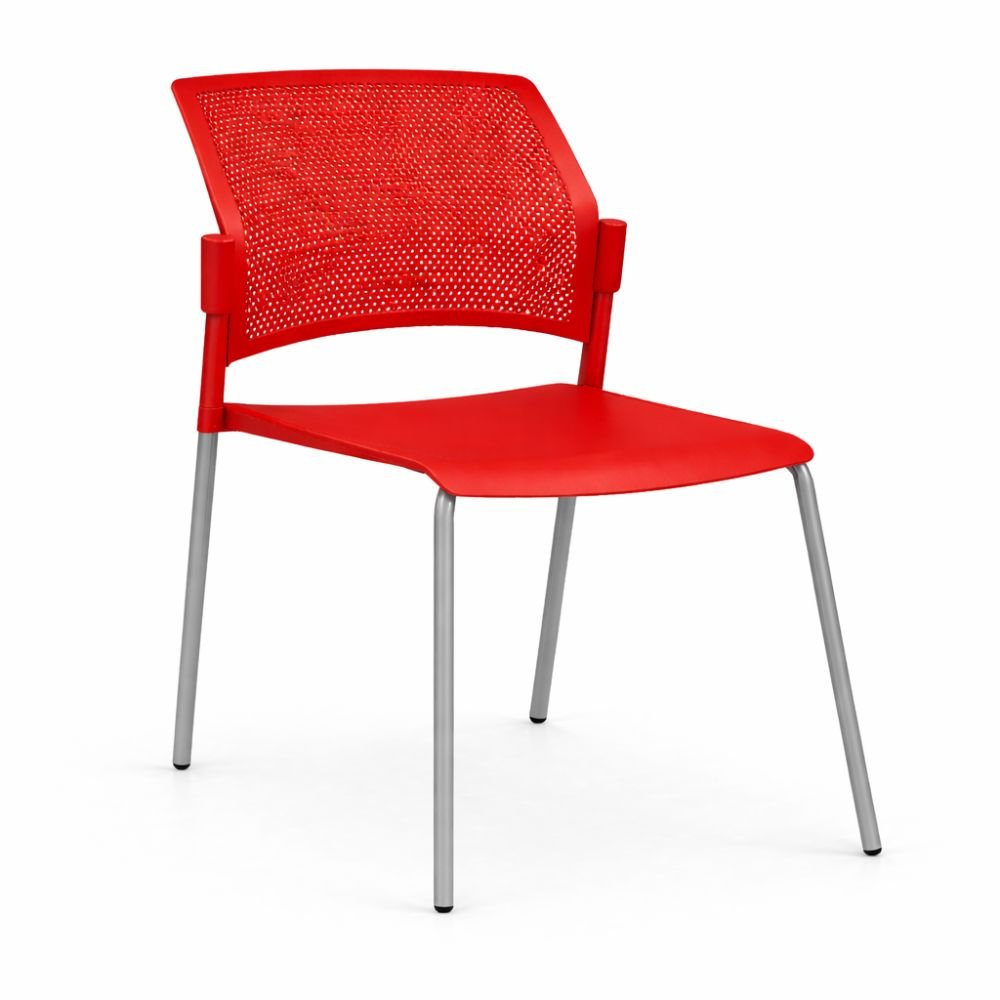 Silla de sala de espera LABENZE REPLAY 106-00610 con respaldo multiperforado y patas tubulares grises