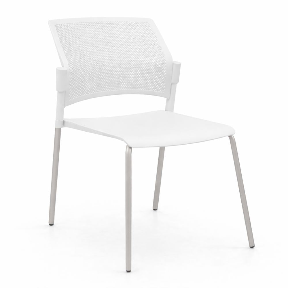 Silla de sala de espera LABENZE REPLAY 106-00610 con respaldo multiperforado y patas tubulares grises