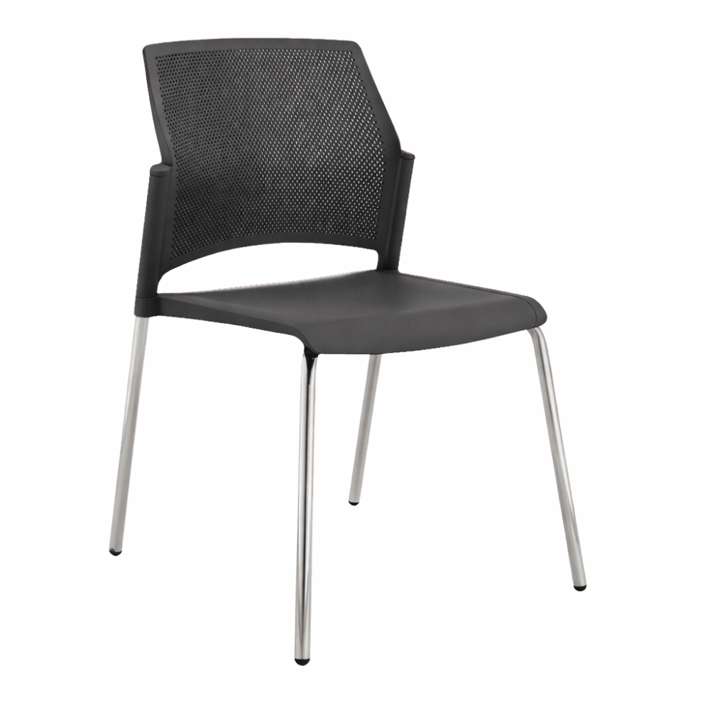 Silla de sala de espera Labenze Replay con respaldo multiperforado y patas tubulares cromadas en varios colores