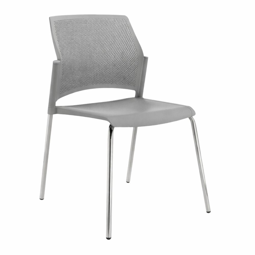 Silla de sala de espera Labenze Replay con respaldo multiperforado y patas tubulares cromadas en varios colores