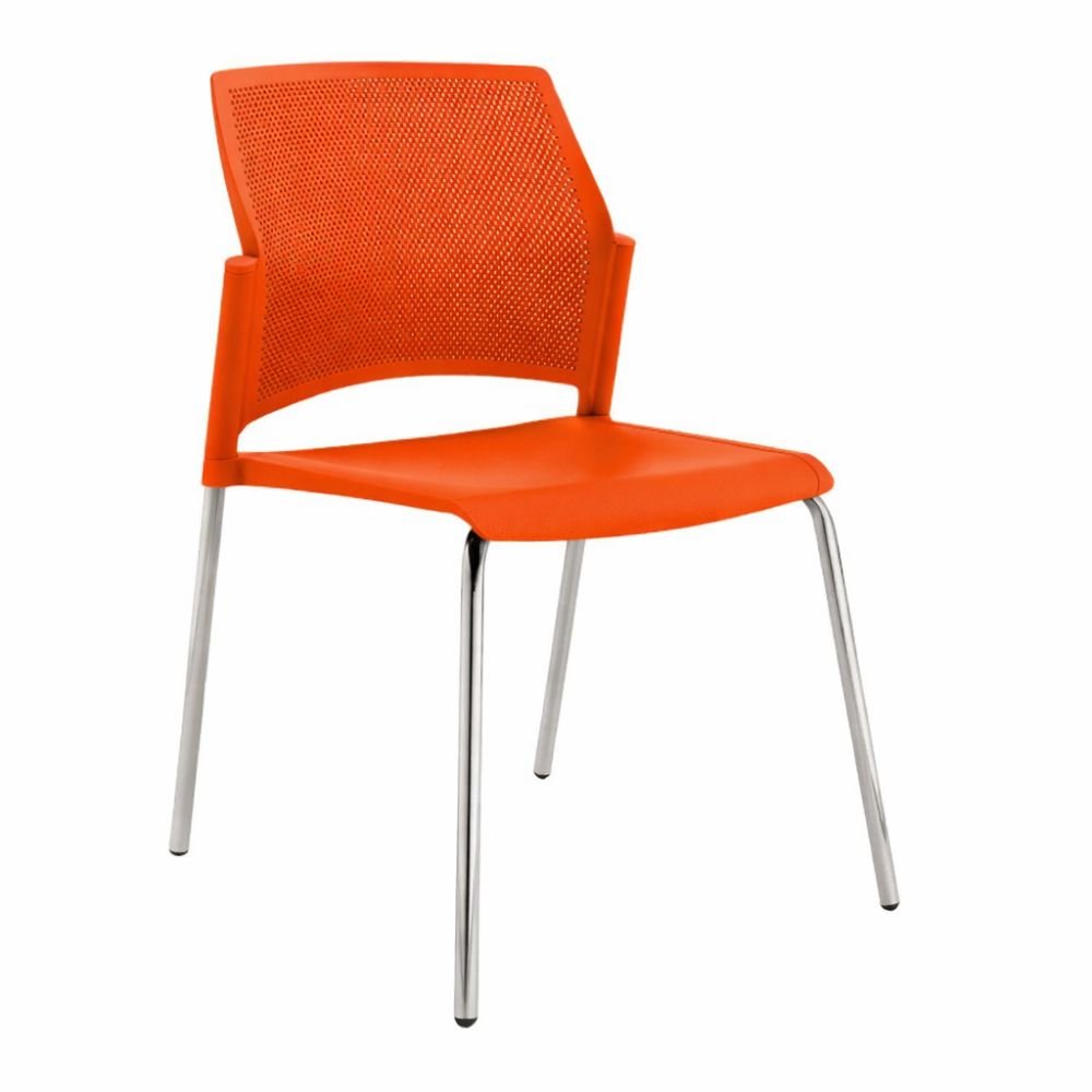 Silla de sala de espera Labenze Replay con respaldo multiperforado y patas tubulares cromadas en varios colores