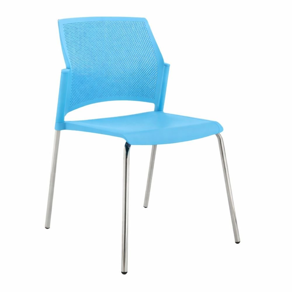 Silla de sala de espera Labenze Replay con respaldo multiperforado y patas tubulares cromadas en varios colores