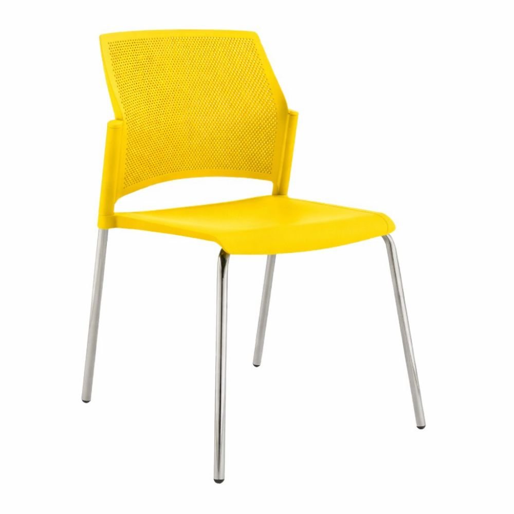 Silla de sala de espera Labenze Replay con respaldo multiperforado y patas tubulares cromadas en varios colores