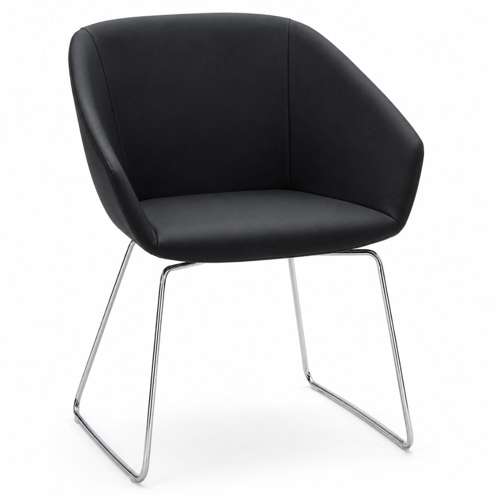 Silla de sala de espera LABENZE BRECK tapizada con respaldo, descansabrazos integrados y base a elegir