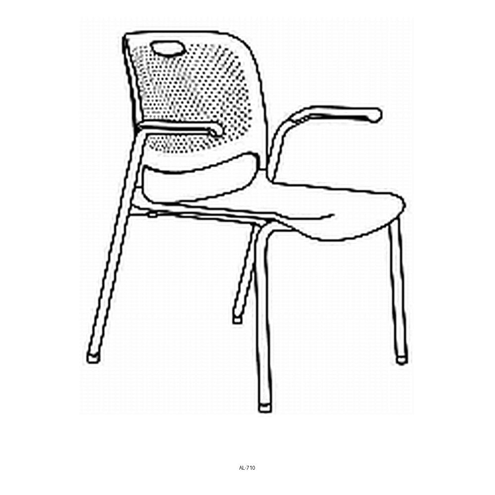 Silla de Oficina de Visita Asiento y Respaldo Multiperforado - VERSA ALTUS FLYNK - Estructura Aluminio - Base 4 Patas Estibable - AL-710 - VERSA - NOGAL BEAT - Silla de Visita