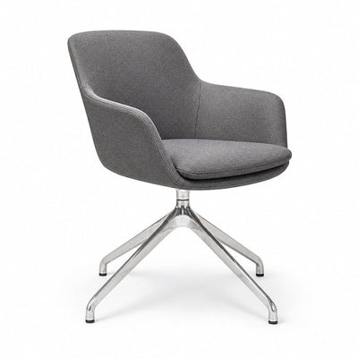 Silla de Oficina de Visita Respaldo Medio - VERSA ALTUS DEAN - Estructura Aluminio - Tapiz a Elegir - AL-645T - VERSA - NOGAL BEAT - Silla de Visita