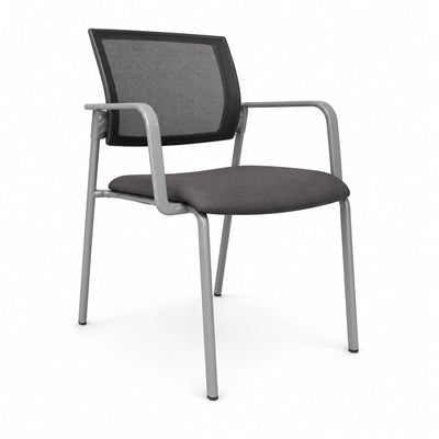 Silla de Oficina de Visita - VERSA ALTUS BRIA - Estructura Aluminio - Asiento Tapizado y Respaldo en Malla Gris - AL-324G - VERSA - NOGAL BEAT - Silla de Visita