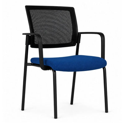 Silla de Oficina de Visita - VERSA ALTUS BRIA - Estructura Aluminio - Asiento Tapizado y Respaldo en Malla Negra - AL-324N - VERSA - NOGAL BEAT - Silla de Visita