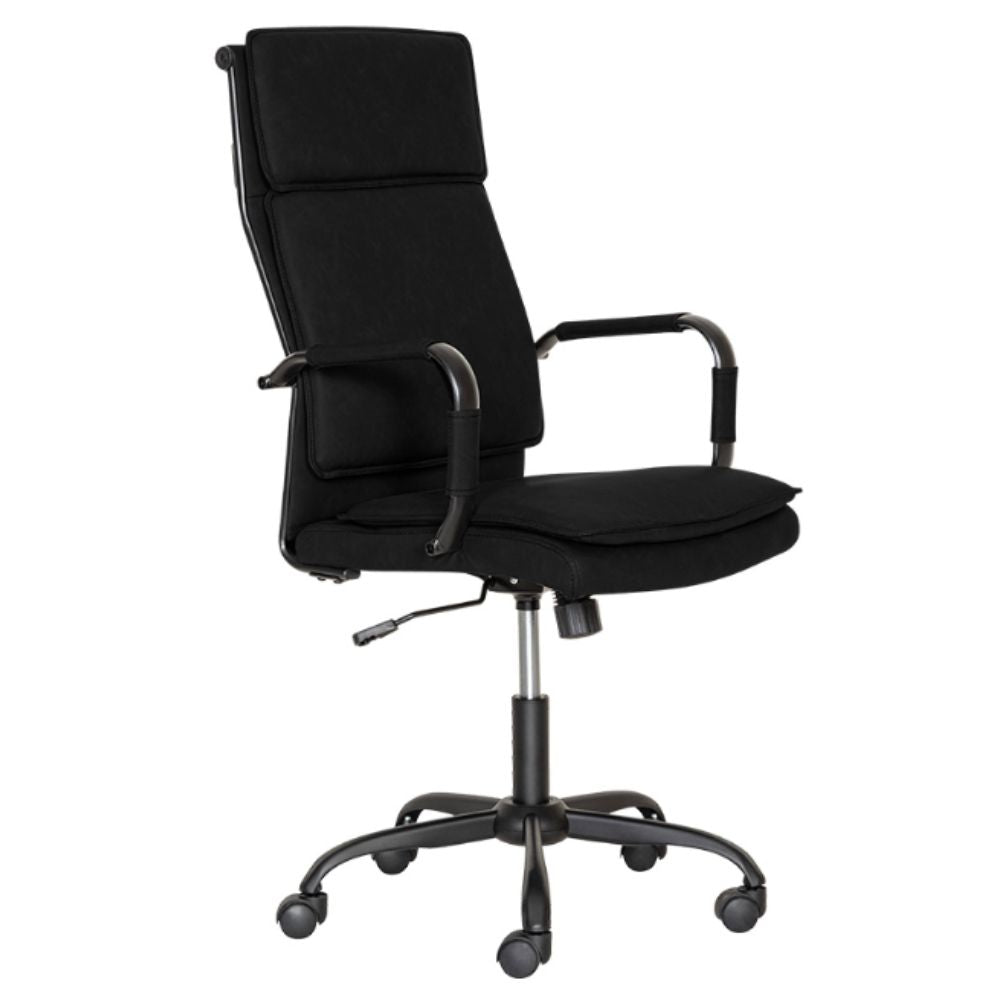 Silla directiva Albar GA-005A con respaldo tapizado en vinilo, brazos de acero y base metálica