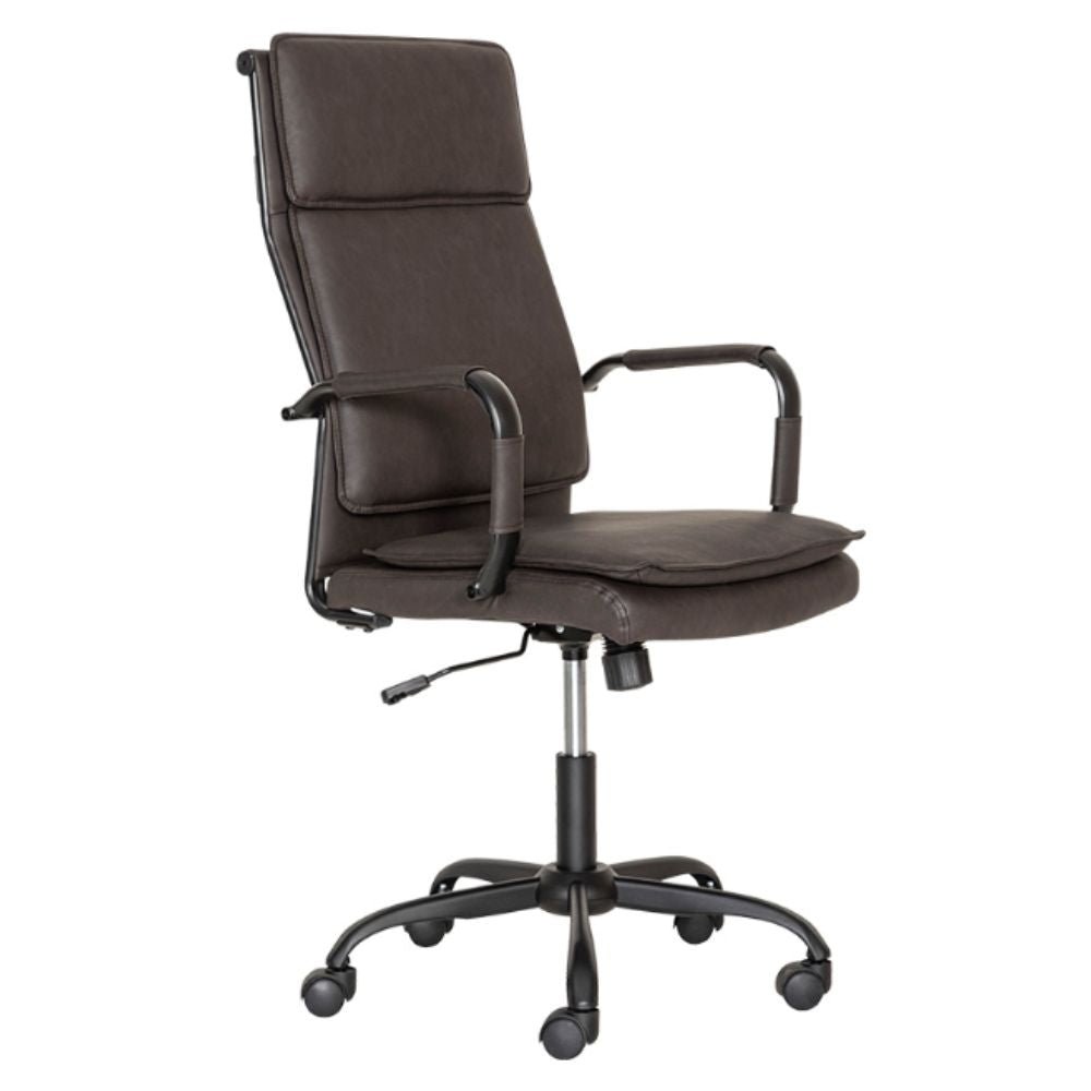Silla directiva Albar GA-005A con respaldo tapizado en vinilo, brazos de acero y base metálica