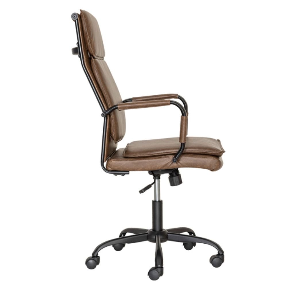 Silla directiva Albar GA-005A con respaldo tapizado en vinilo, brazos de acero y base metálica