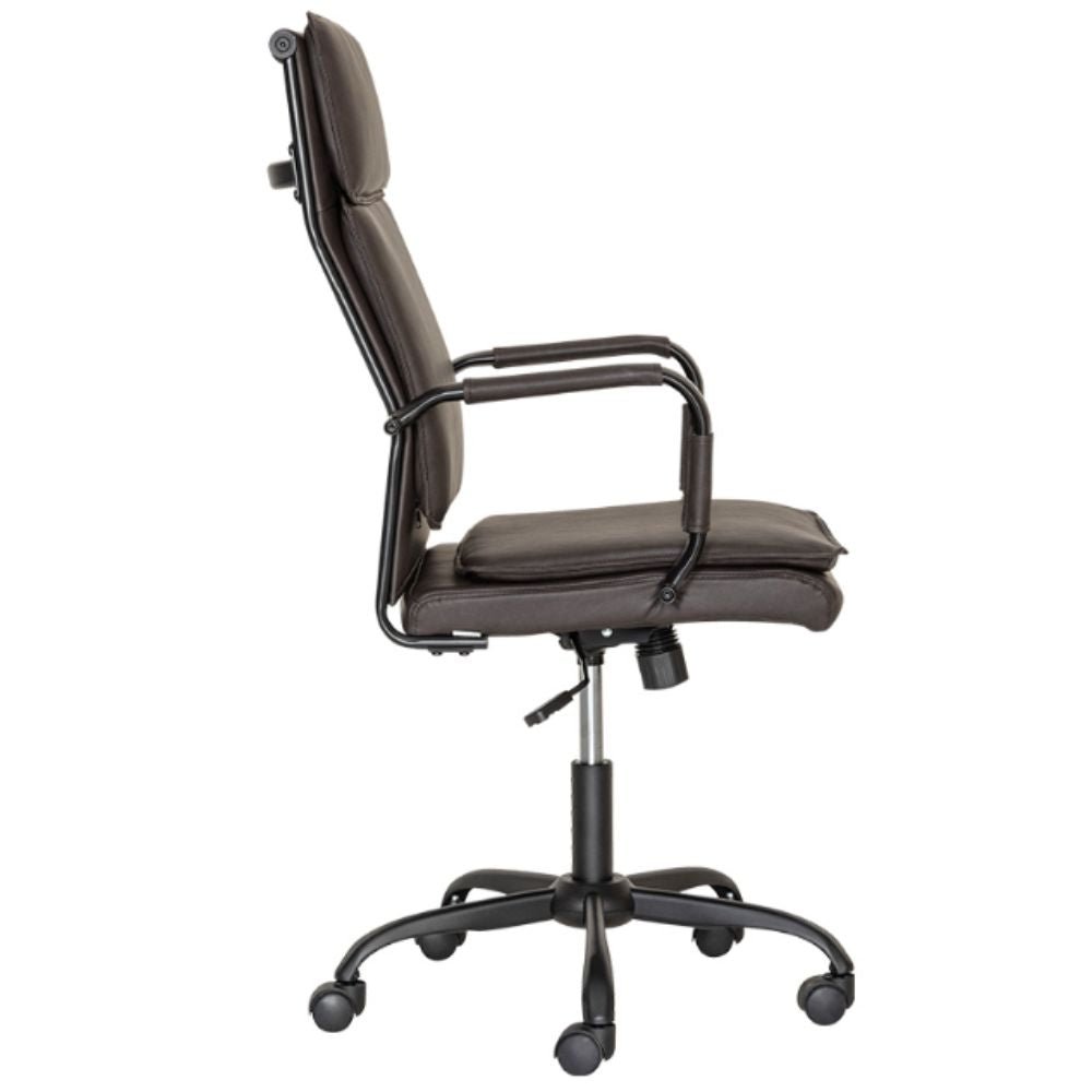 Silla directiva Albar GA-005A con respaldo tapizado en vinilo, brazos de acero y base metálica