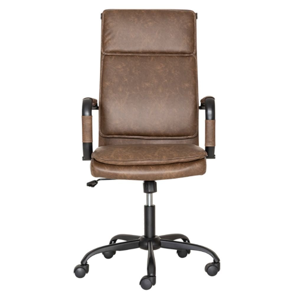 Silla directiva Albar GA-005A con respaldo tapizado en vinilo, brazos de acero y base metálica