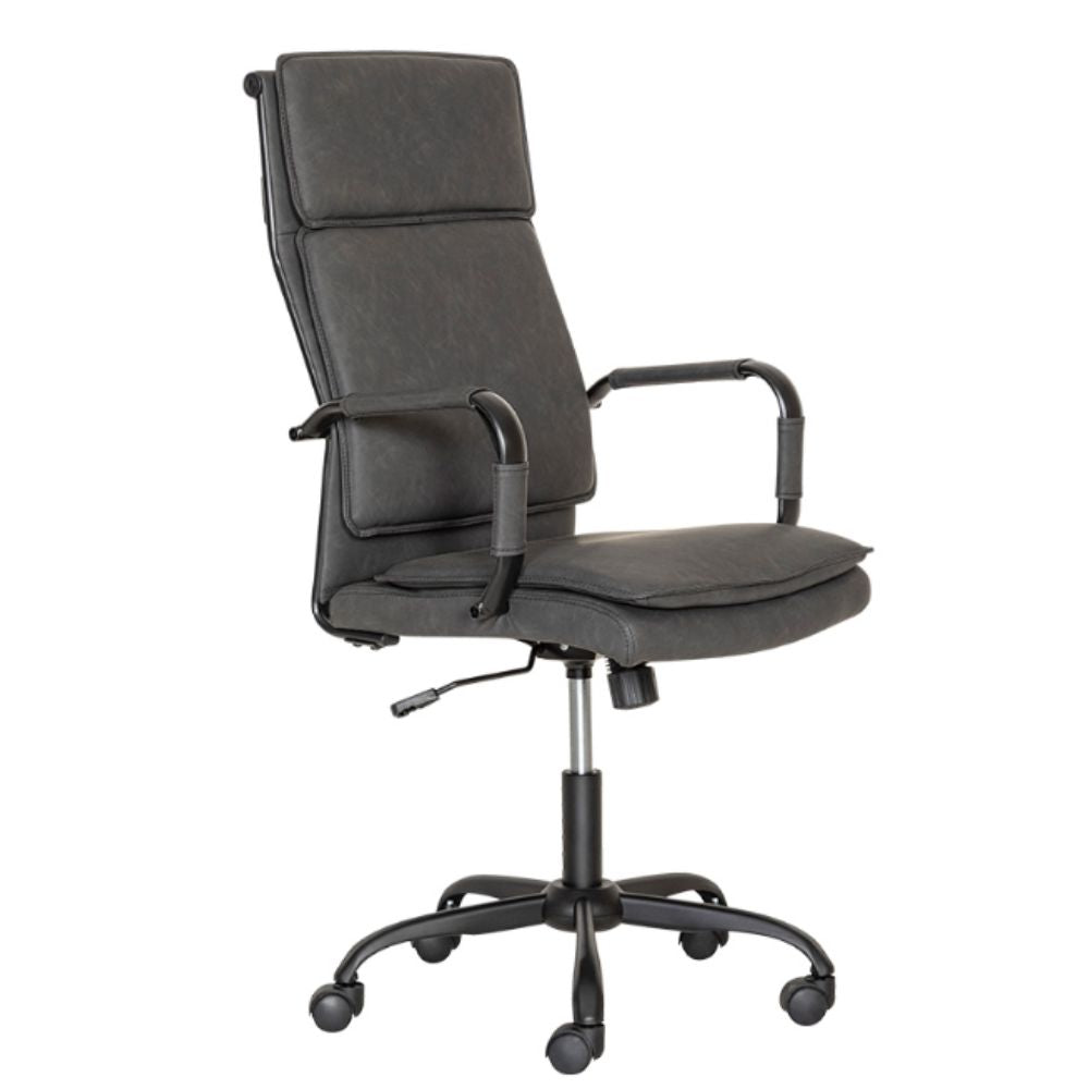 Silla directiva Albar GA-005A con respaldo tapizado en vinilo, brazos de acero y base metálica